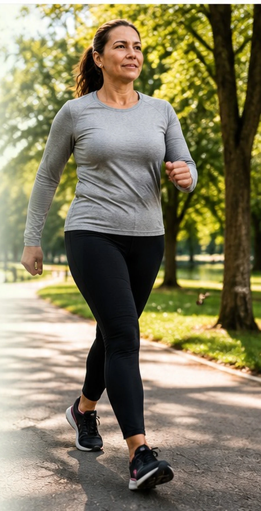 Mulher caminhando em um parque